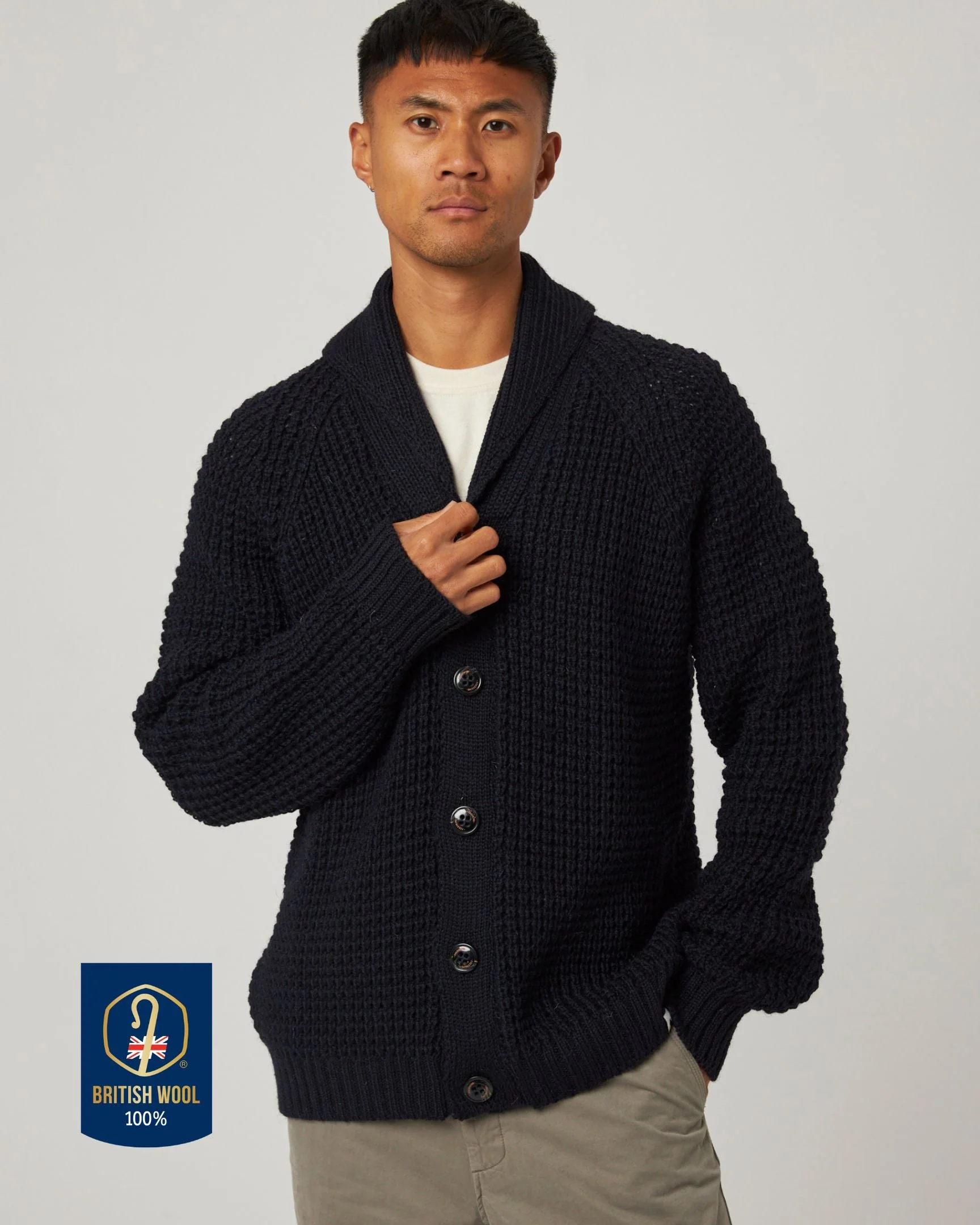 Waffle Shawl Cardigan - Image 3